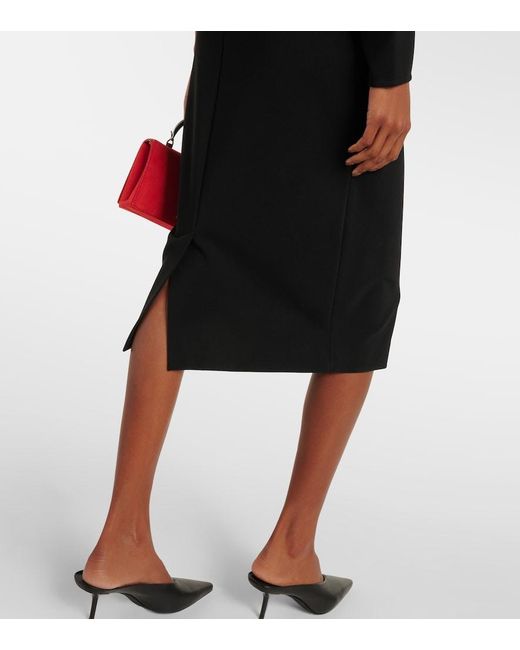 Max Mara Black One-Shoulder Ruffled Midi Dress