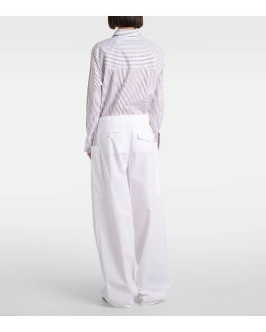 Tod's White Cotton Poplin Wide-Leg Pants