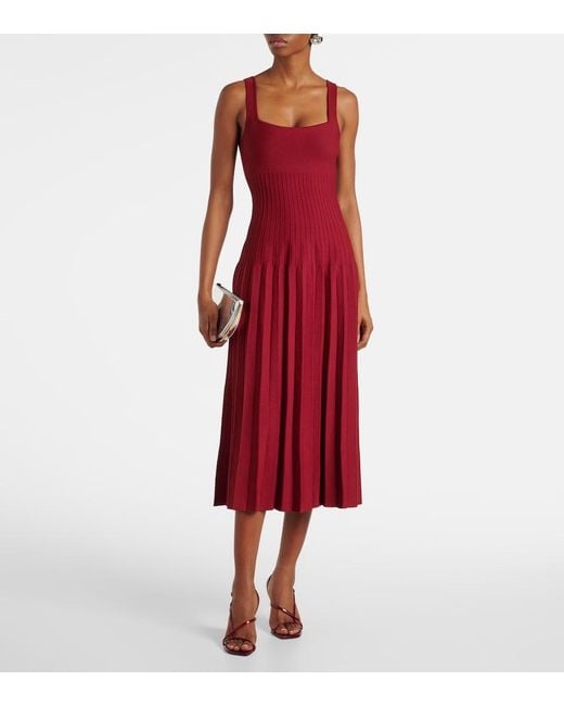 Staud Red Beaton Chiffon-Trimmed Velvet Maxi Dress