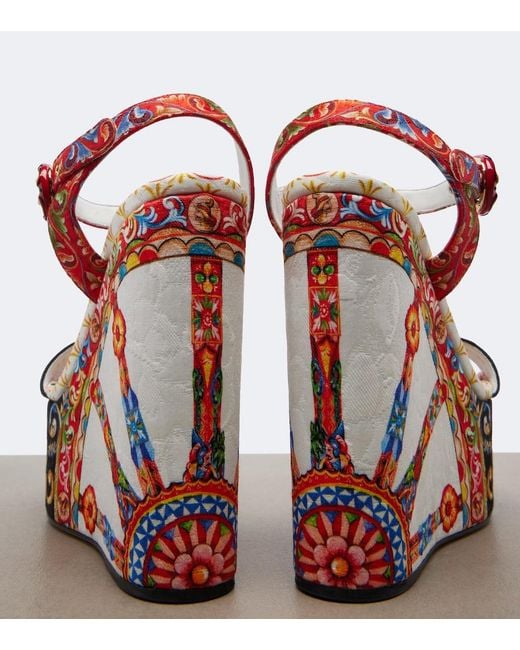 Dolce & Gabbana Red Carretto Platform Sandals