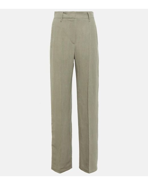 Brunello Cucinelli Green Straight Twill Pants