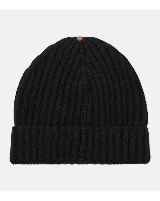 God's True Cashmere Black Molly Hogan Ribbed-Knit Cashmere Beanie