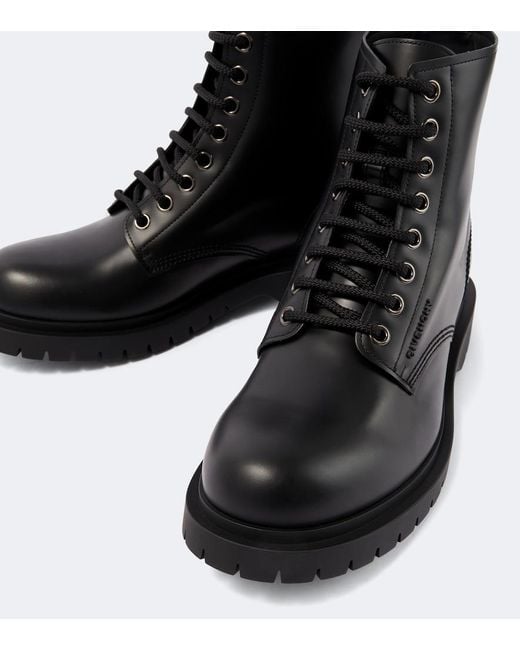 Givenchy Black Leather Lace-Up Boots for men