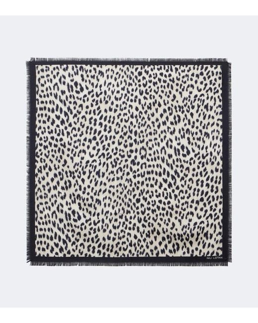 Nili Lotan Black Leopard Print Silk Scarf