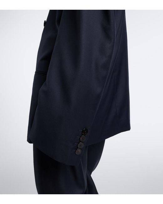 Gucci Blue Double-Breasted Oversized Wool Blazer
