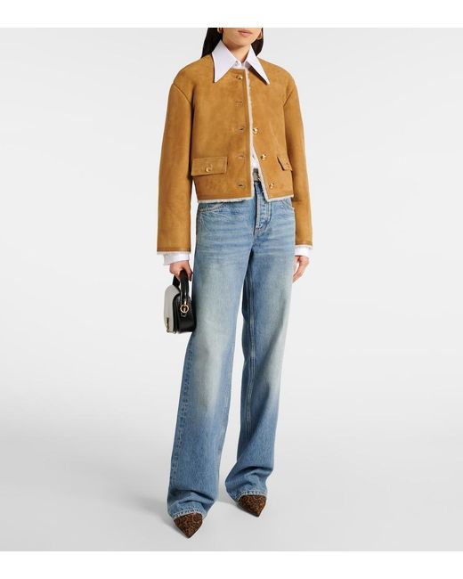 Nili Lotan Brown Zanie Shearling-Lined Suede Jacket