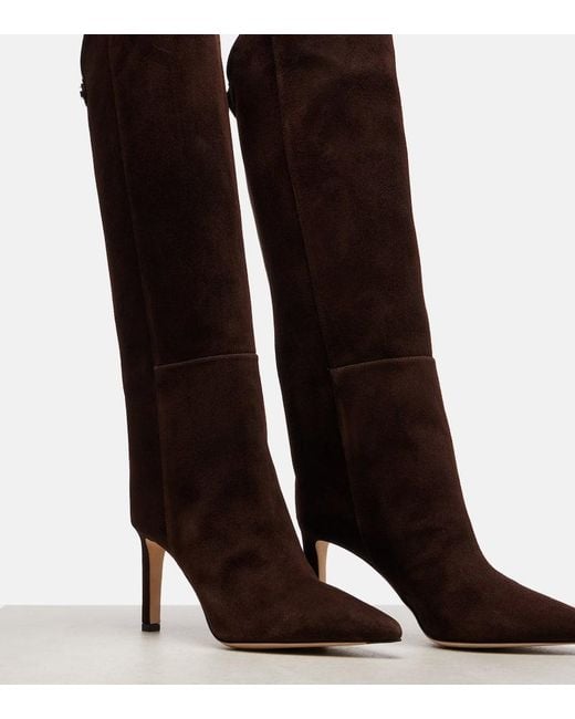Jimmy Choo Black Alizze 85 Suede Knee-High Boots