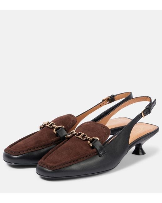 Tod's Brown 35 Leather Slingback Loafer Pumps