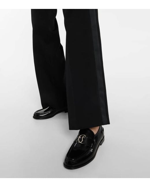 Christian Louboutin Black Cl Moc Loafers Aus Glanzleder Mit Verzierung