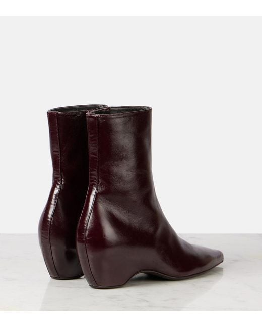 Khaite Brown Sybil 40 Leather Ankle Boots