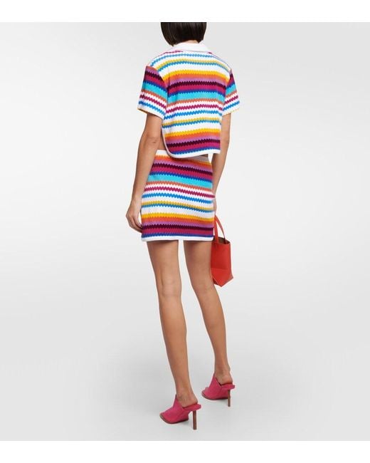 Missoni Red Striped Knitted Cotton-Blend Miniskirt