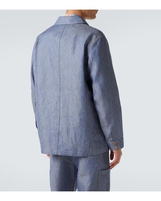 God's True Cashmere Blue Linen Denim Jacket With Carnelian for men