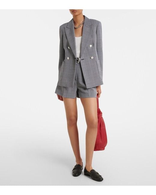 Max Mara Gray Prince Of Wales Check Virgin Wool Blazer
