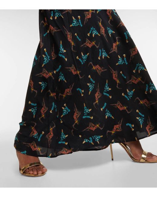 Rixo Black Bedrucktes Maxikleid Aus Seide