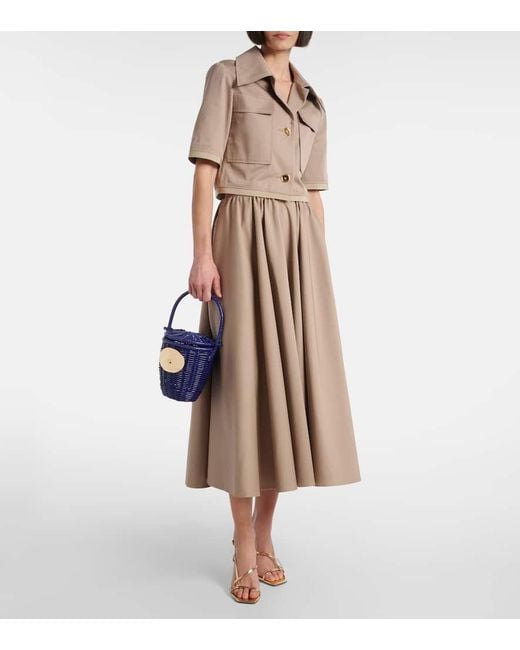 Patou Blue Iconic Embellished Wicker Bucket Bag