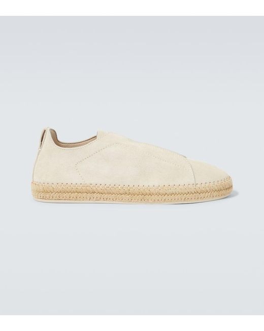 Zegna Natural Triple Stitch Suede Espadrilles for men