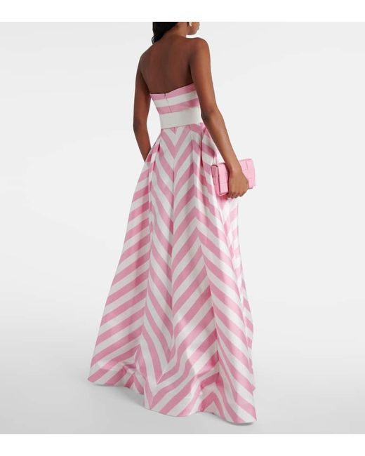 Rebecca Vallance Pink Jocelyn Striped Satin Gown