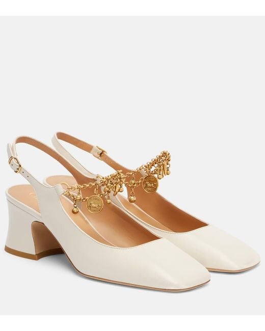 Chloé Natural Slingback-Pumps Charms 55 Aus Leder