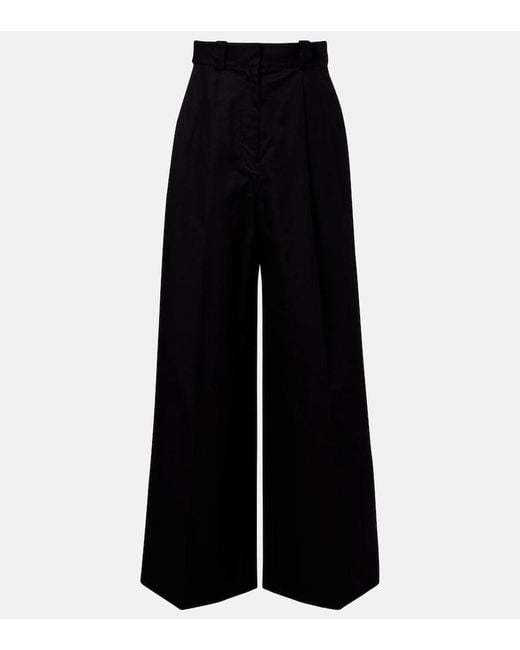 Balenciaga Black Cotton Twill Wide-Leg Pants