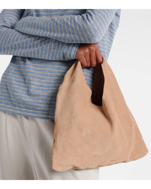 The Row Brown Bindle Small Suede Tote Bag