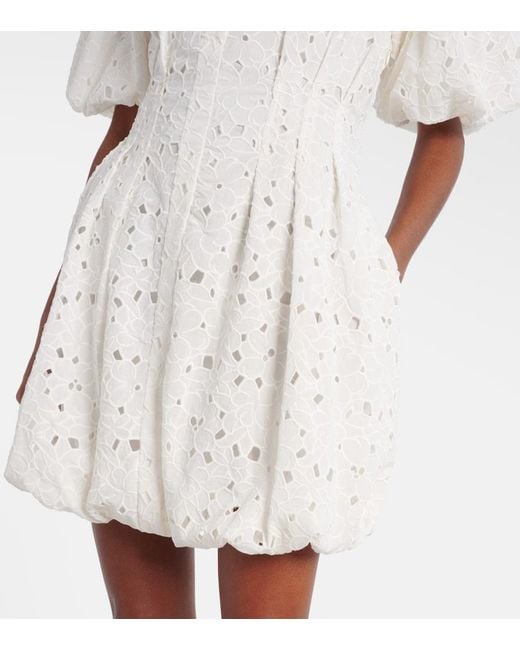 Jonathan Simkhai White Cleo Broderie Anglaise Cotton Minidress