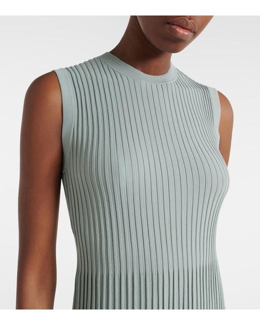 Max Mara Green Egizio Ribbed-Knit Midi Dress