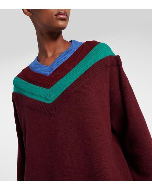 Loewe Red Trompe L'Oil Wool Sweater