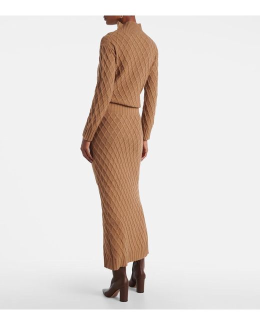 Max Mara Brown Po Knitted Camel Hair Maxi Skirt