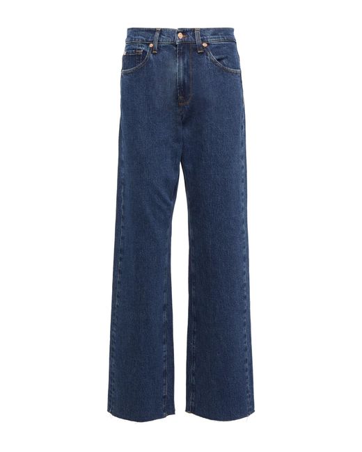 7 For All Mankind Denim Tess Trouser High-rise Straight Jeans in Dark