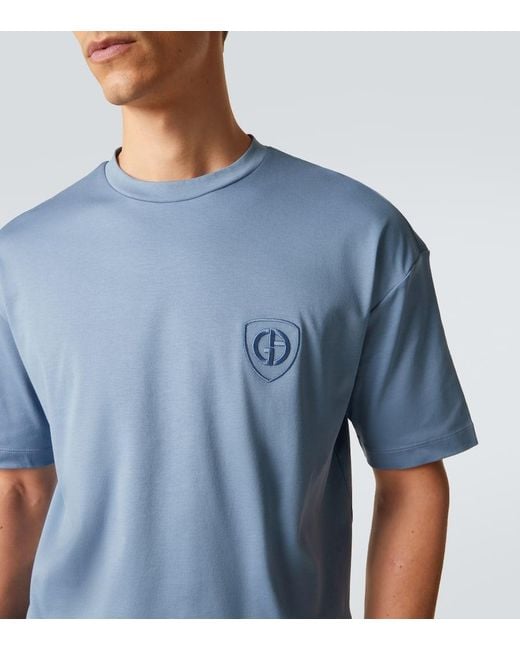 Giorgio Armani T-Shirt Aus Baumwoll-Jersey in Blue für Herren