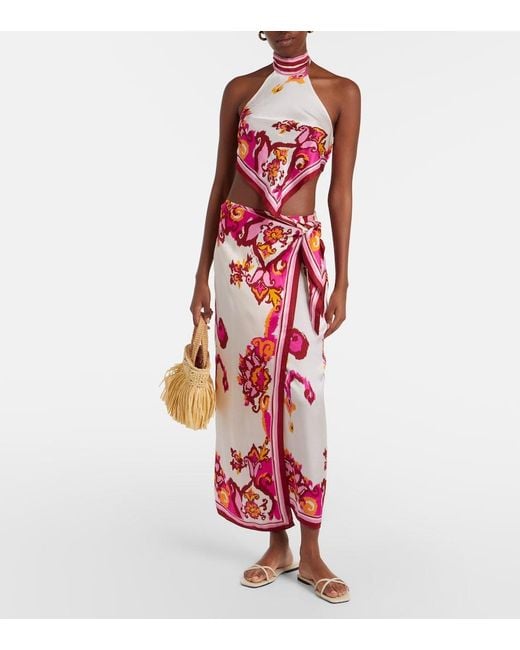 Poupette Red Dana Printed Wrap Skirt
