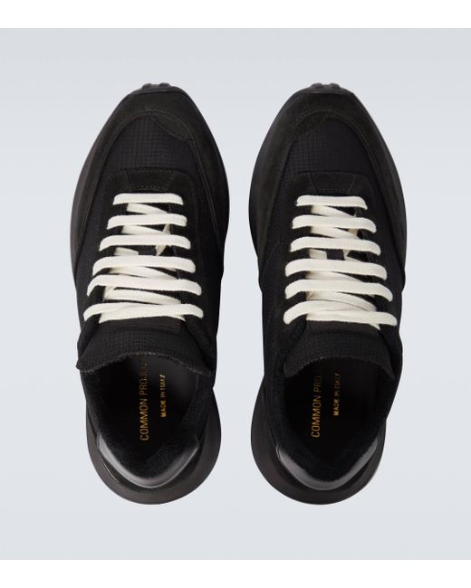 Common Projects Black Track Classic Leather And Suede-trimmed Ripstop Sneakers for men