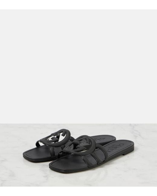 Gucci Black Interlocking G Slide Sandal