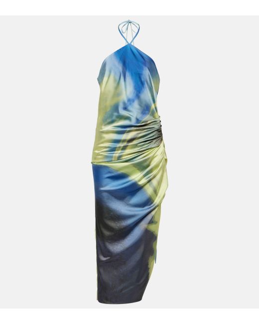 Jonathan Simkhai Blue Hansel Printed Halterneck Midi Dress