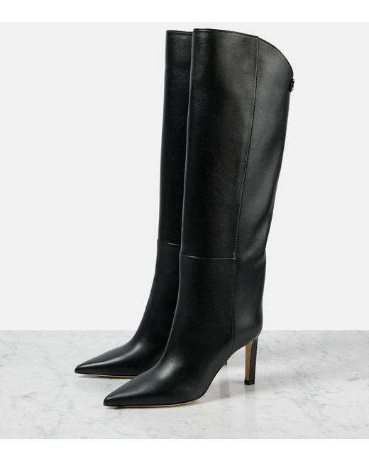 Jimmy Choo Black Alizze 85 Leather Knee-High Boots