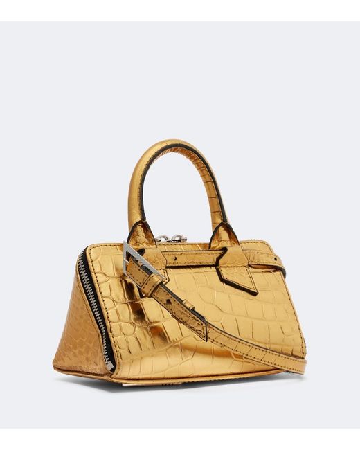 The Attico Metallic Friday Mini Croc-Effect Leather Top-Handle Bag