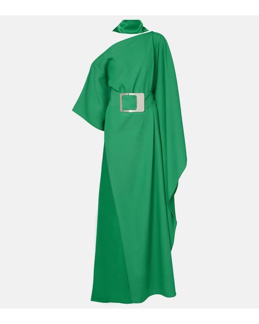 ‎Taller Marmo Green Taylor Scarf-Detail Crepe Cady Kaftan