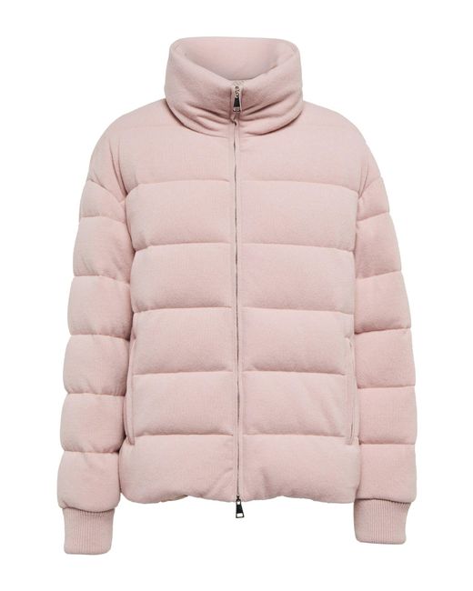 Moncler Cayeux Wool And Cashmere Down Jacket in Pink | Lyst