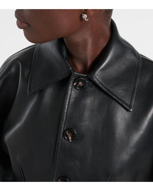 Veste En Cuir Bottega Veneta en coloris Black