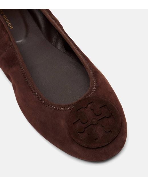 Tory Burch Brown Reva Suede Ballet Flats