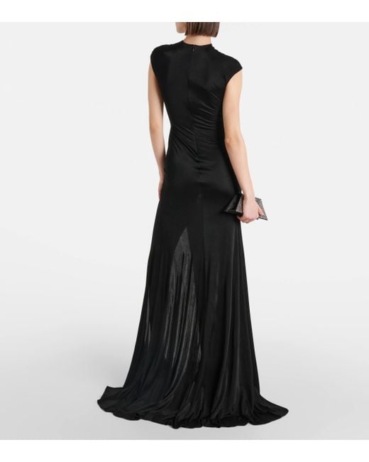 David Koma Black Crystal-embellished Jersey Gown