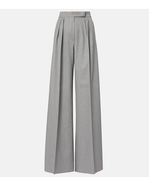 Pantalones Anchos Baden De Lana Virgen Max Mara de color Gray
