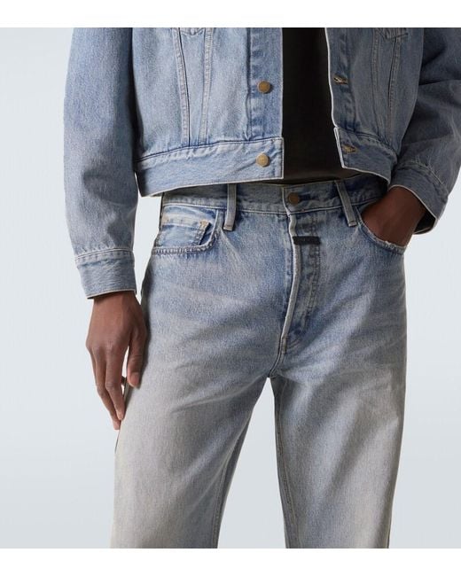 Fear Of God Blue Faded Mid-Rise Straight Jeans for men