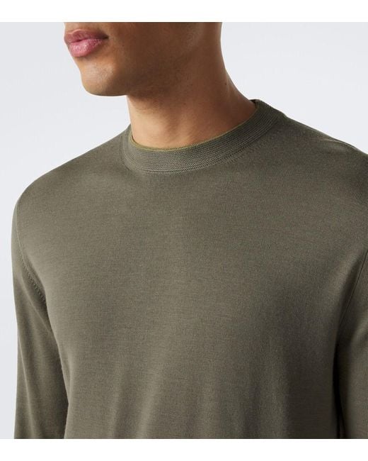 Canali Green Wool Sweater for men