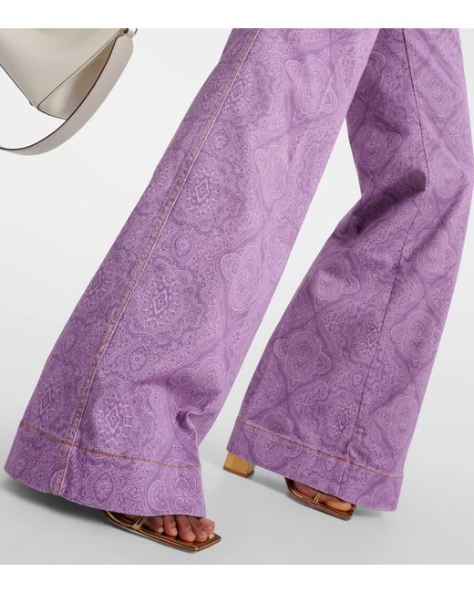 Jeans flared con stampa di Etro in Purple