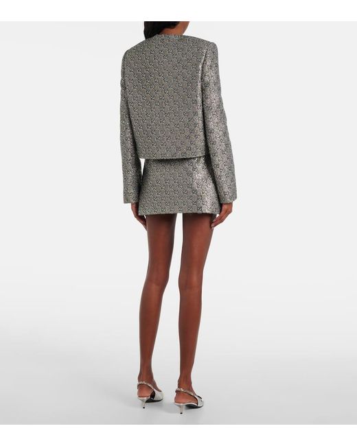 Blazer De Lame Con Gg Gucci de color Gray