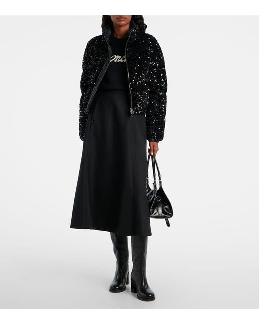 Moncler Black Louvi Sequined Down Jacket