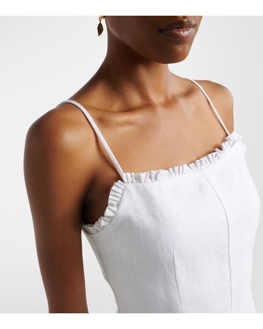 Posse White Florence Ruffled Linen Romper