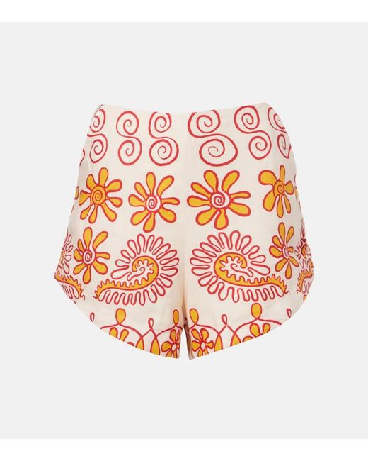 Shorts Bahamas De Lino Estampados Cala De La Cruz de color White