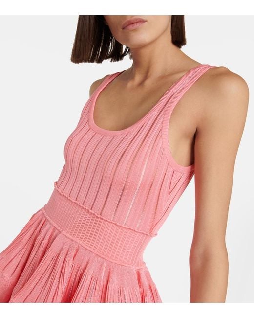 Alaïa Pink Knitted Mini Dress